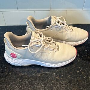 G/FORE Women's Cream Athletic Golf Sneakers with Pink Accents - Size 9